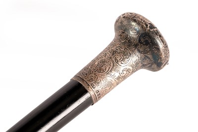 Lot 252 - An ebony silver top cane