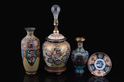Lot 253 - Two cloisonne vases; and other items