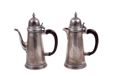 Lot 139 - A pair of Elizabeth II silver café au lait pots, London 1973