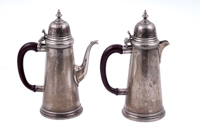 Lot 139 - A pair of Elizabeth II silver café au lait pots, London 1973