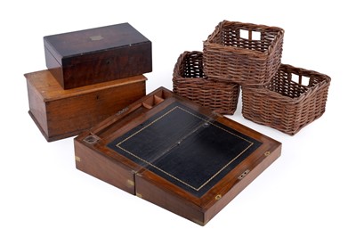 Lot 179 - A mahogany brass bound writing slope; and other items