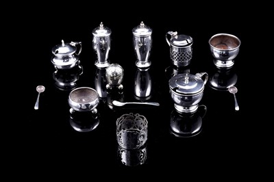 Lot 279 - 20th Century silver condiments and a napkin ring