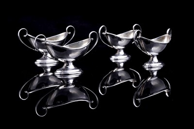 Lot 280 - Four George V silver pedestal salts