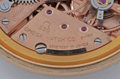 Lot 412 - Omega: a 9ct yellow gold cased open faced pocket watch