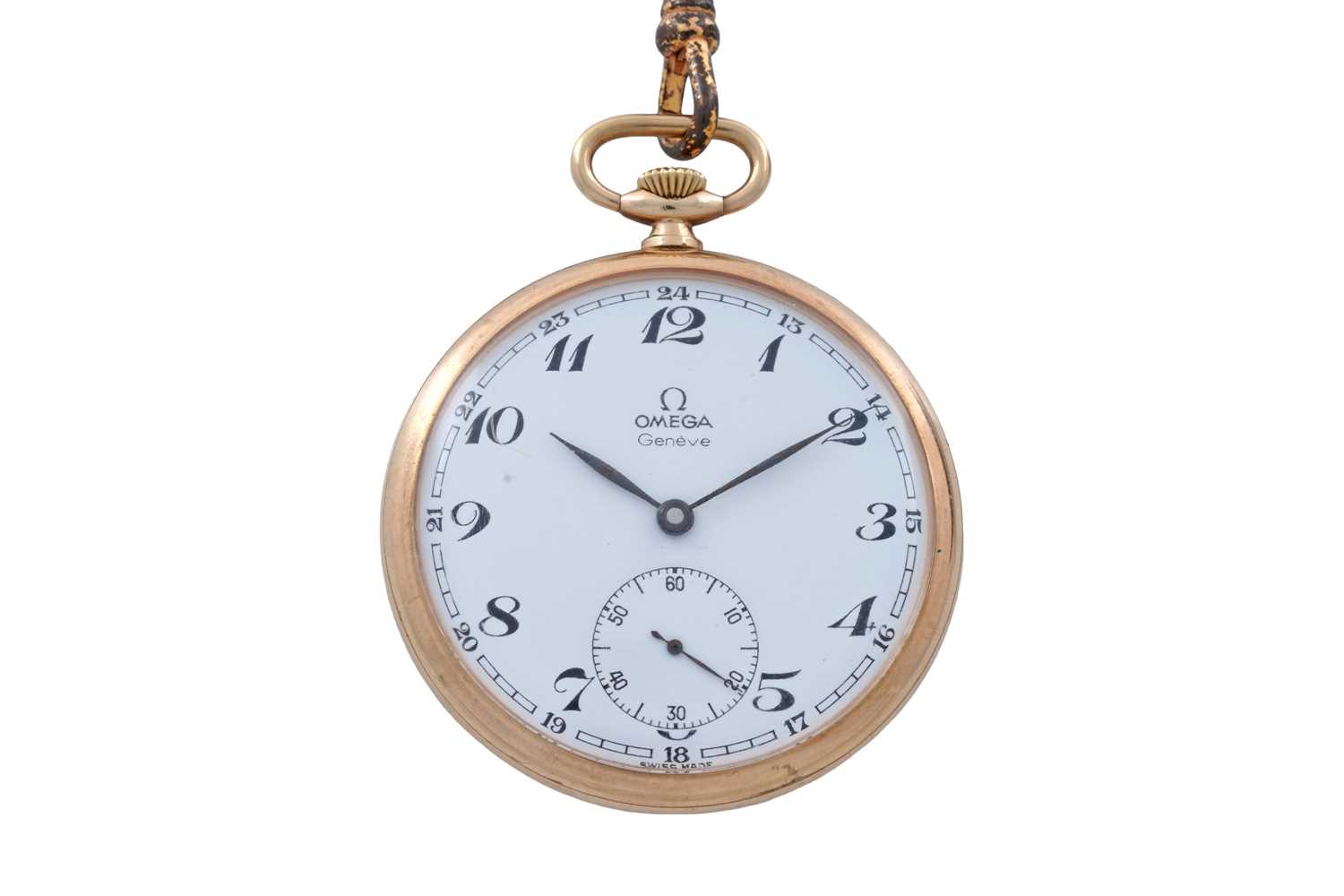 Lot 412 - Omega: a 9ct yellow gold cased open faced pocket watch