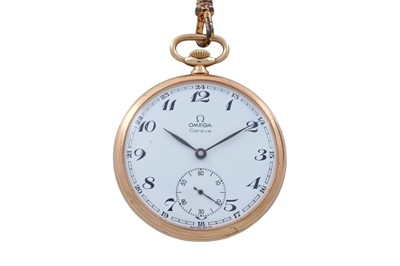 Lot 412 - Omega: a 9ct yellow gold cased open faced pocket watch
