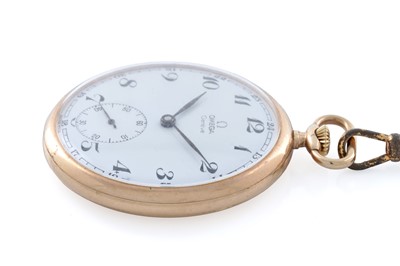 Lot 412 - Omega: a 9ct yellow gold cased open faced pocket watch