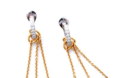 Lot 496 - Fabergé: a pair of enamel, diamond and 18ct gold earrings
