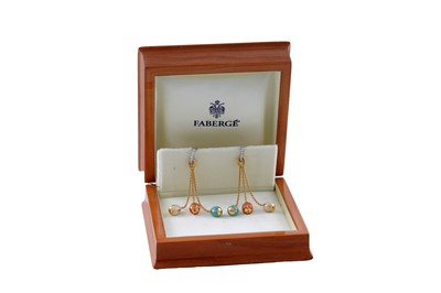 Lot 496 - Fabergé: a pair of enamel, diamond and 18ct gold earrings