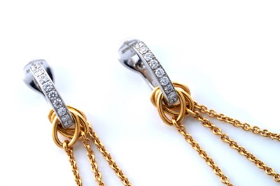 Lot 496 - Fabergé: a pair of enamel, diamond and 18ct gold earrings