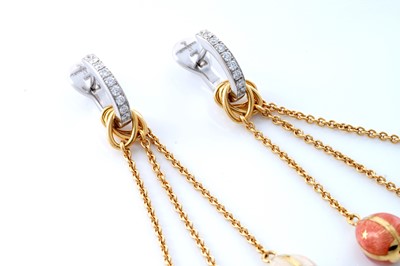 Lot 496 - Fabergé: a pair of enamel, diamond and 18ct gold earrings