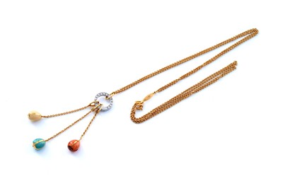 Lot 739 - Faberge: an enamel, diamond and 18ct gold egg pattern necklace