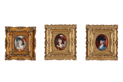 Lot 430 - After Thomas Gainsborough - Three portrait miniatures of 18th century English ladies