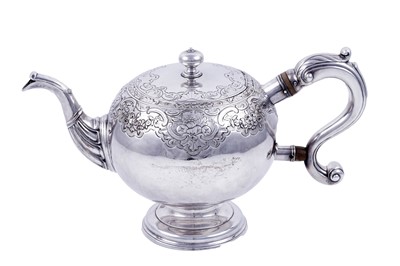 Lot 362 - A George II Scottish silver bullet teapot