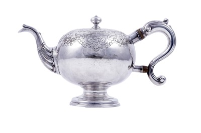 Lot 362 - A George II Scottish silver bullet teapot