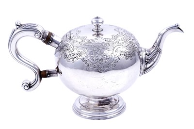 Lot 362 - A George II Scottish silver bullet teapot