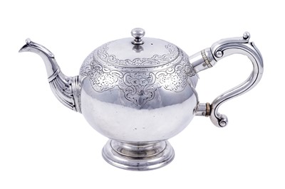 Lot 373 - A George II Scottish silver bullet teapot