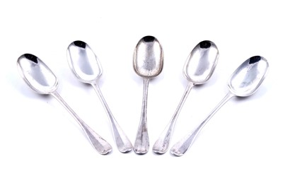 Lot 399 - A set of five George I Scottish silver tablespoons