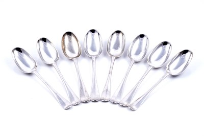 Lot 406 - A set of eight George II Scottish silver tablespoons