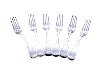 Lot 414 - A set of six Scottish provincial silver table forks