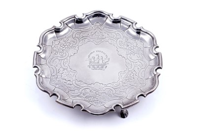 Lot 433 - A George II Scottish silver waiter of shaped circular outline