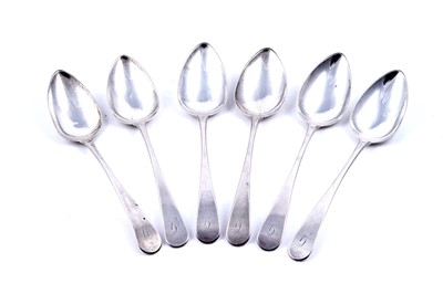 Lot 436 - A set of six Scottish silver tablespoons