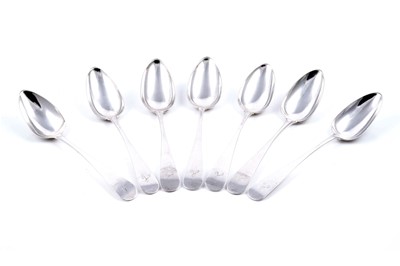 Lot 466 - A set of six Scottish provincial silver tablespoons