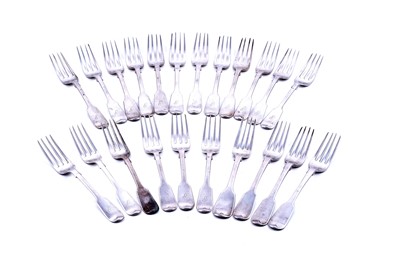 Lot 471 - Twenty-two silver dessert forks, including eighteen Victorian Scottish