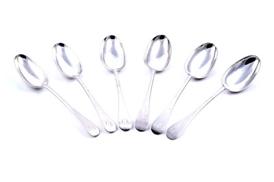 Lot 474 - A set of six Scottish silver tablespoons
