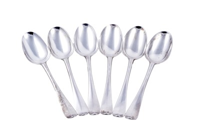 Lot 480 - A set of six Scottish provincial silver tablespoons