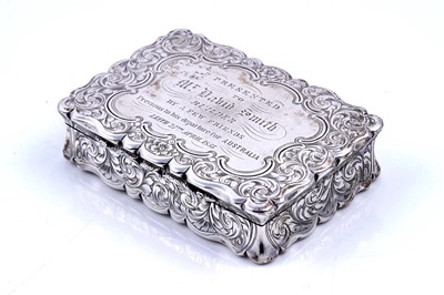 Lot 481 - Australian Interest: an early Victorian silver snuff box, F. Marsden, Birmingham.