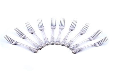 Lot 483 - A set of ten Scottish provincial silver table forks