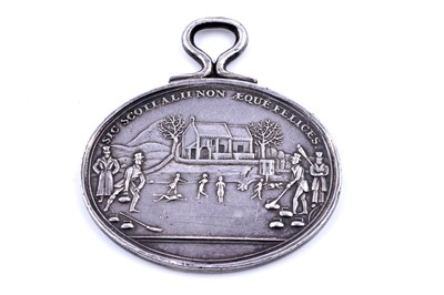 Lot 484 - A rare Scottish silver curling medal oval