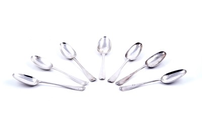 Lot 485 - Seven various Scottish provincial Hanoverian tablespoons, Aberdeen makers.