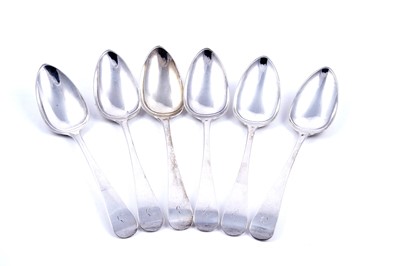 Lot 490 - A set of six Scottish provincial silver tablespoons