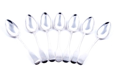 Lot 492 - A set of seven Scottish provincial silver tablespoons
