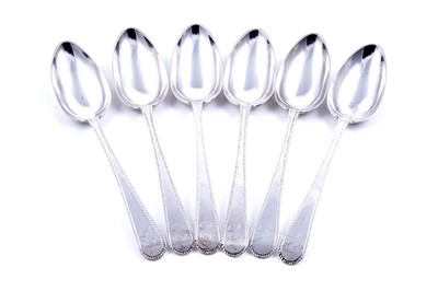 Lot 496 - A set of six Scottish silver tablespoons