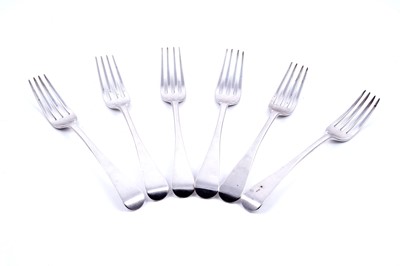 Lot 511 - A set of six George III provincial silver table fork