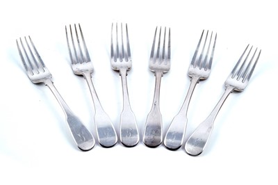 Lot 515 - A set of six George III Scottish table forks