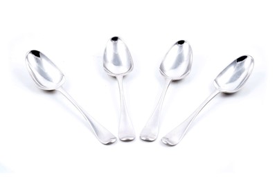 Lot 520 - A set of four George II silver tablespoons