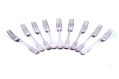 Lot 522 - A set of nine early Victorian Scottish silver table forks