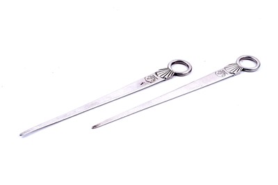 Lot 537 - A pair of George III Scottish silver game or poultry skewers