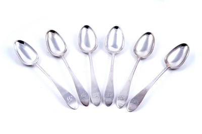 Lot 544 - A set of six Scottish provincial silver dessert spoons