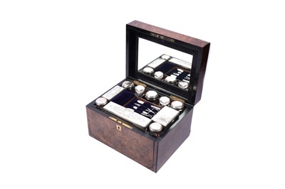 Lot 513 - A Victorian burr walnut and ebonised vanity box