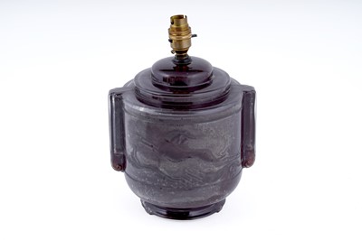 Lot 170 - An early 20th Century moulded glass Art Deco table lamp
