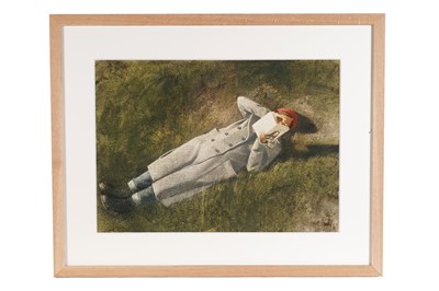 Lot 438 - Maxwell Doig - Figure Reading on Grass 1 | acrylic