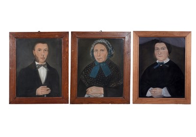 Lot 137 - Three naive French 19th Century pastel portraits