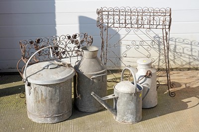 Lot 323 - Two metal work plant stands; and other metal wares