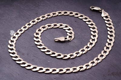 Lot 91 - A modern 9ct gold flat curb-link necklace