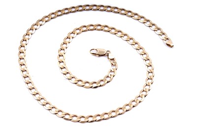 Lot 92 - A modern 18ct gold flat curb-link necklace